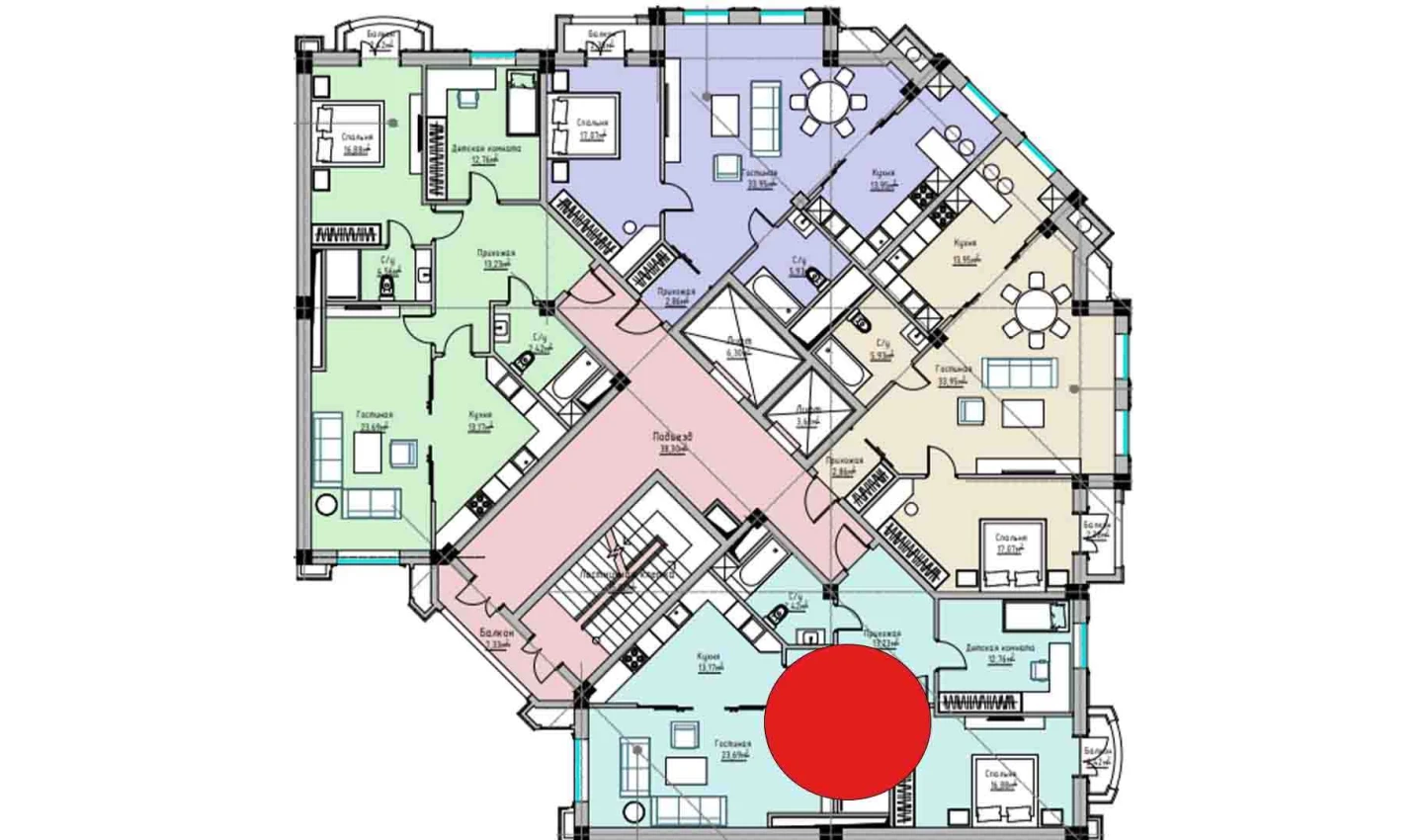 3-комнатная квартира 96.48 м²  8/8 этаж