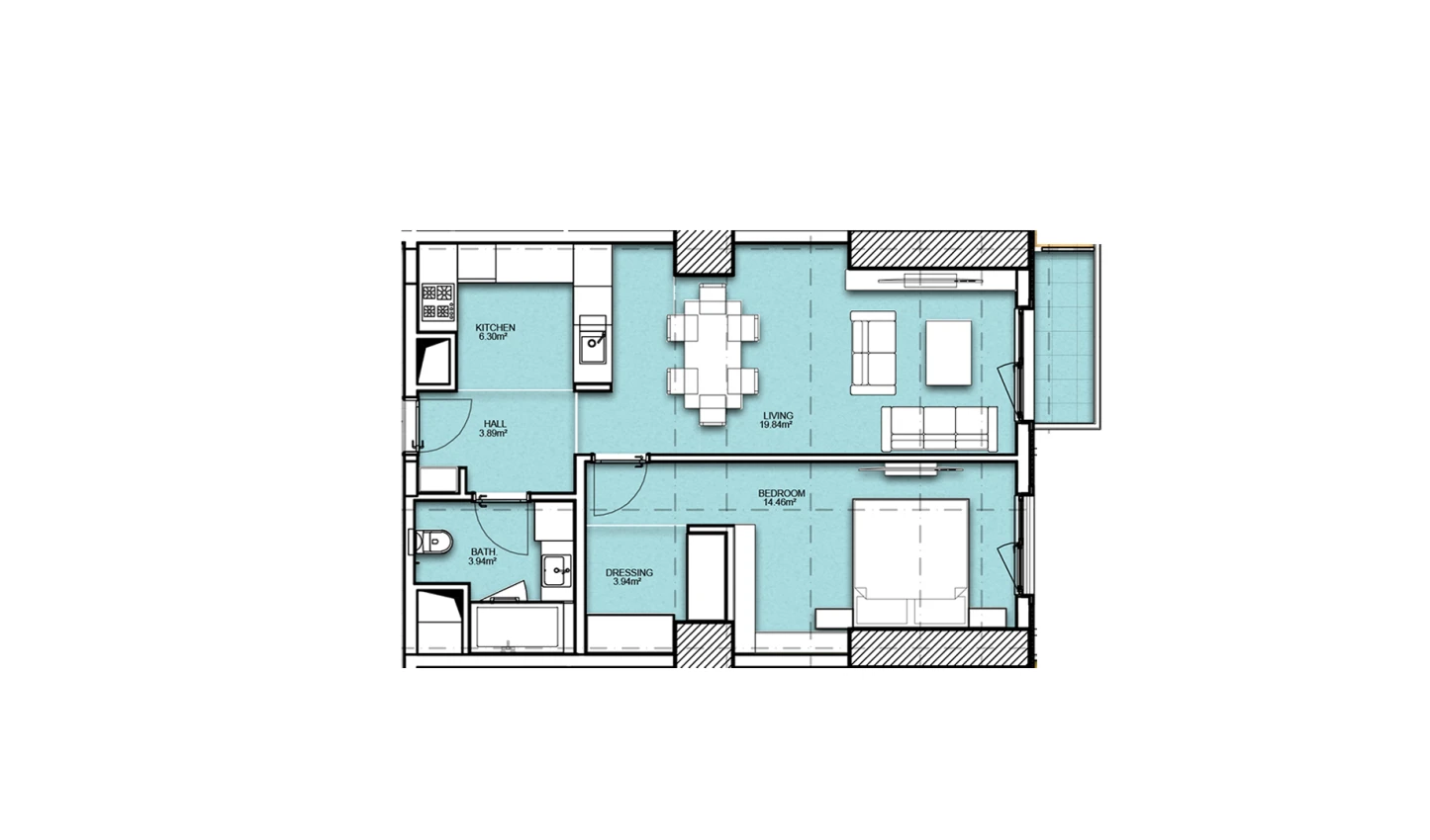 2-комнатная квартира 58.04 м²  17/17 этаж