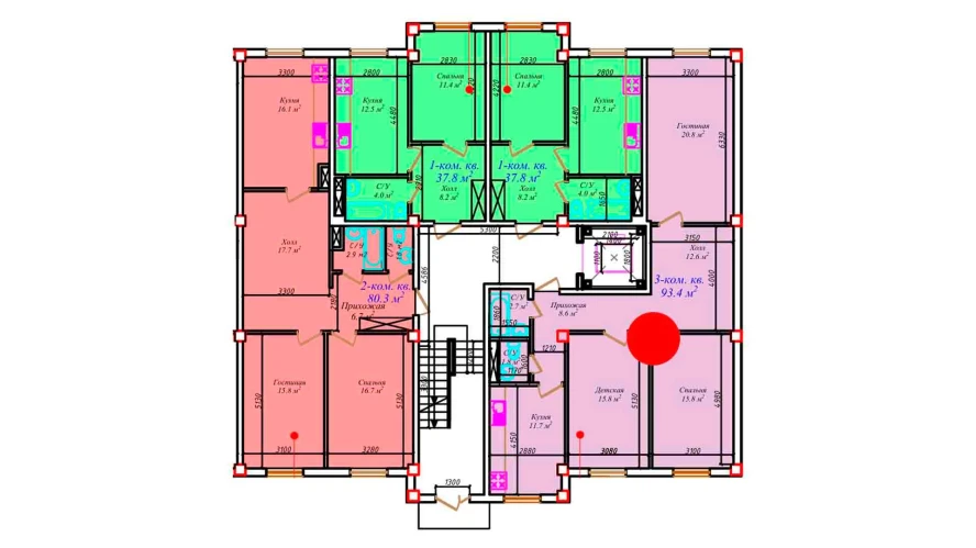 2-комнатная квартира 80.3 м²  1/1 этаж