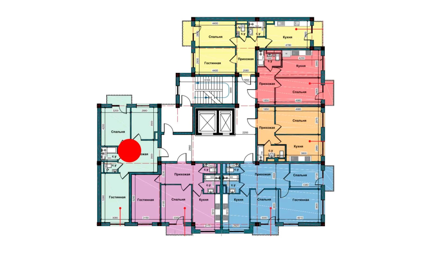 2-комнатная квартира 60.7 м²  4/4 этаж