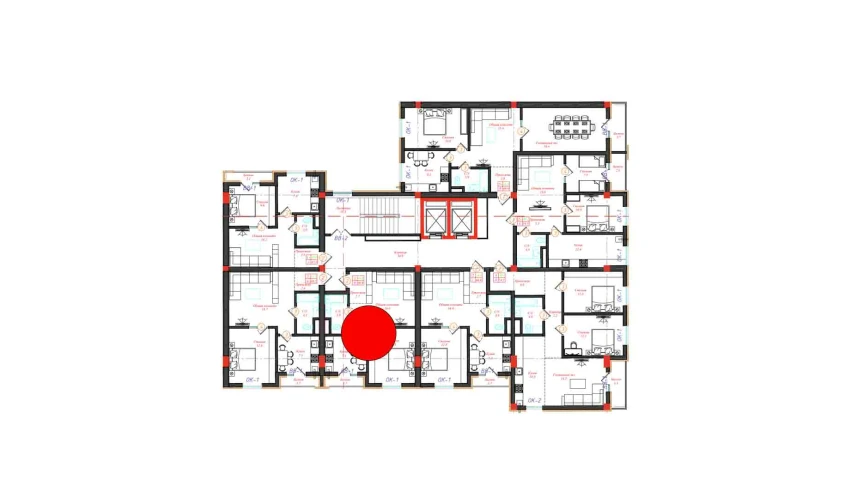 2-комнатная квартира 46.6 м²  2/12 этаж | Жилой комплекс CHINARA PARK