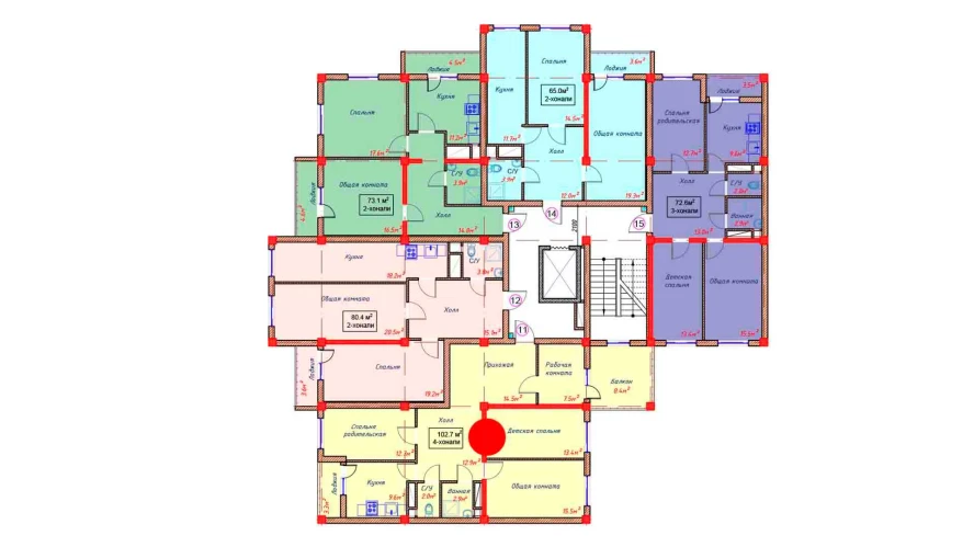 4-комнатная квартира 102.7 м²  4/4 этаж