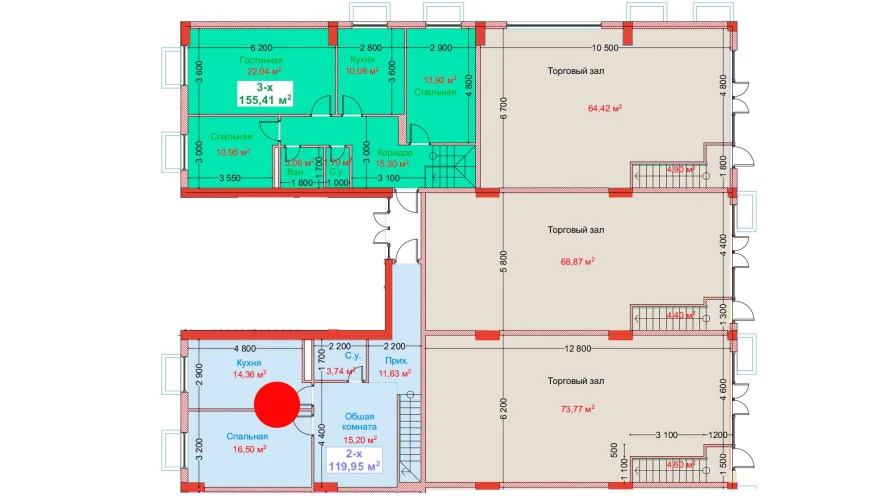 2-xonali xonadon 119.95 m²  1/8 qavat | CAPITAL AVENUE Turar-joy majmuasi