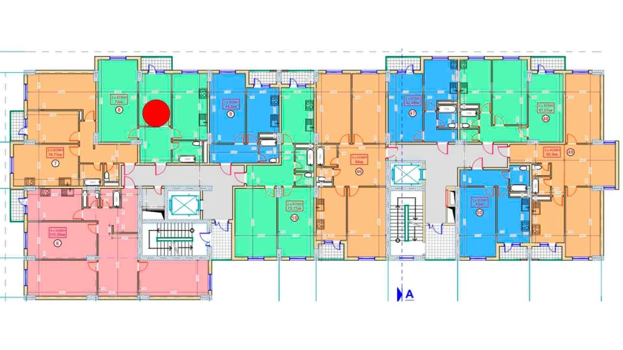 2-комнатная квартира 73 м²  7/7 этаж