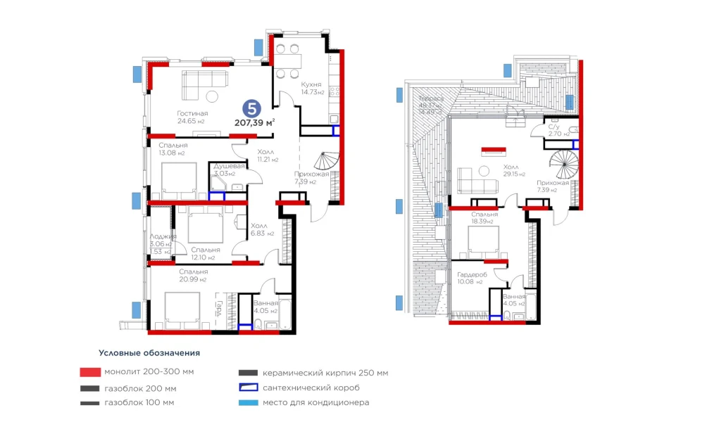 5-комнатная квартира 207.39 м²  15/15 этаж