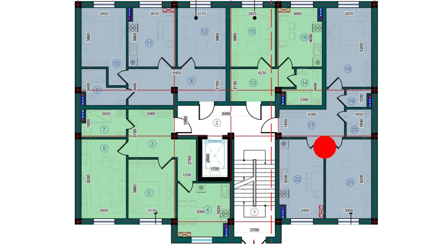 2-xonali xonadon 62.8 m²  1/7 qavat | Bristol Turar-joy majmuasi