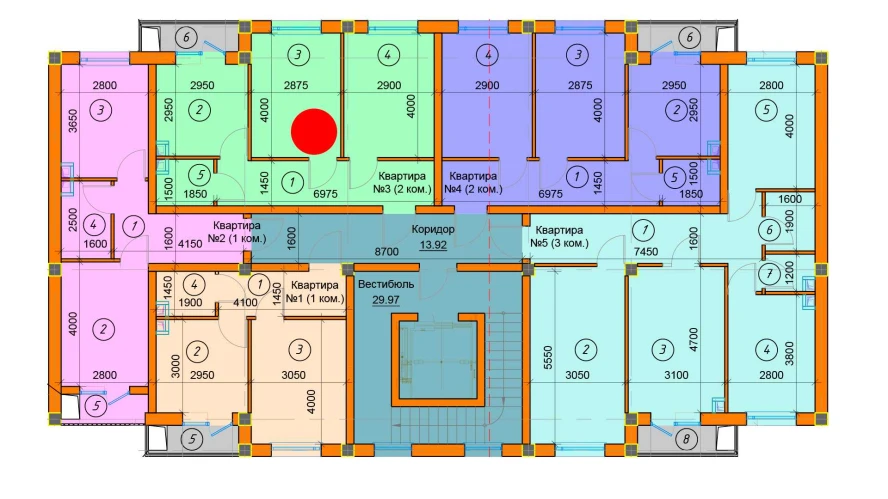 2-xonali xonadon 44.71 m²  4/4 qavat