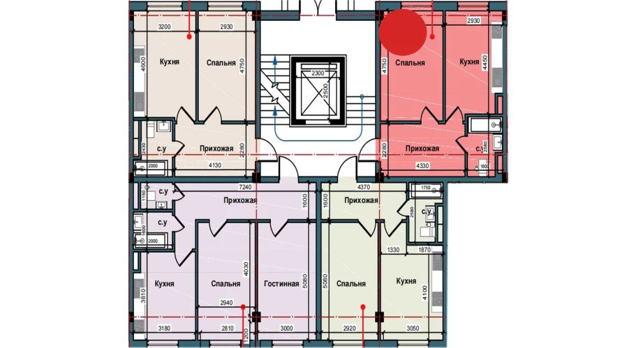 1-xonali xonadon 43.8 m²  2/2 qavat