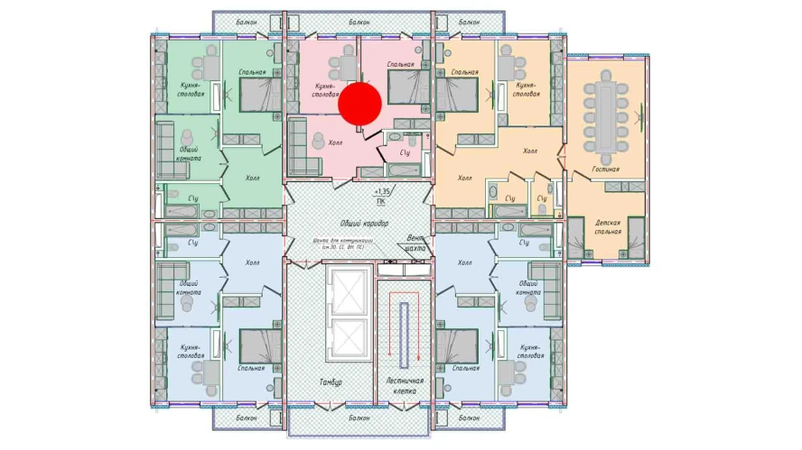 1-комнатная квартира 43.98 м²  11/11 этаж