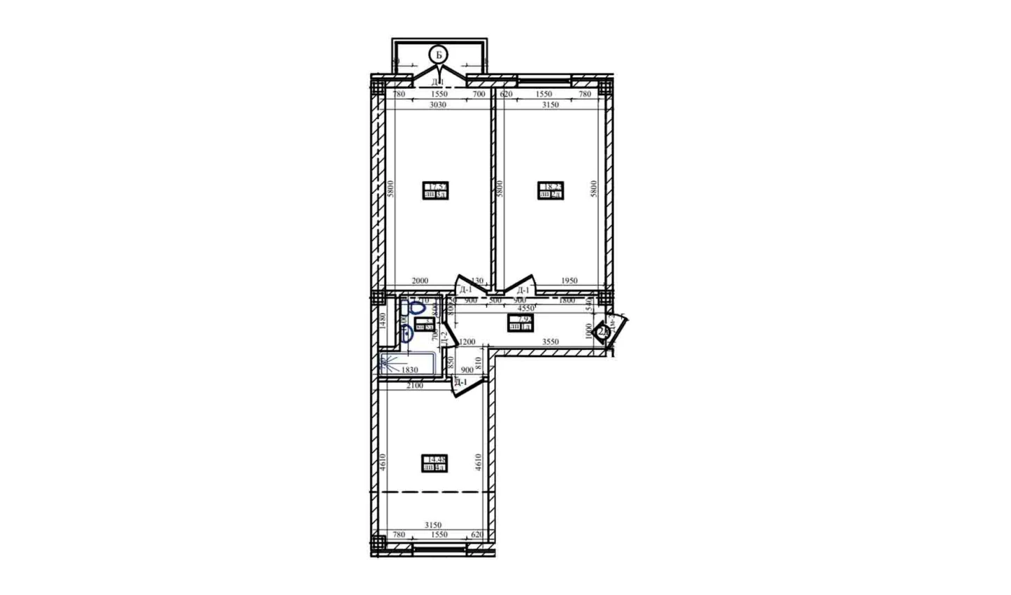 2-комнатная квартира 62.9 м²  5/5 этаж