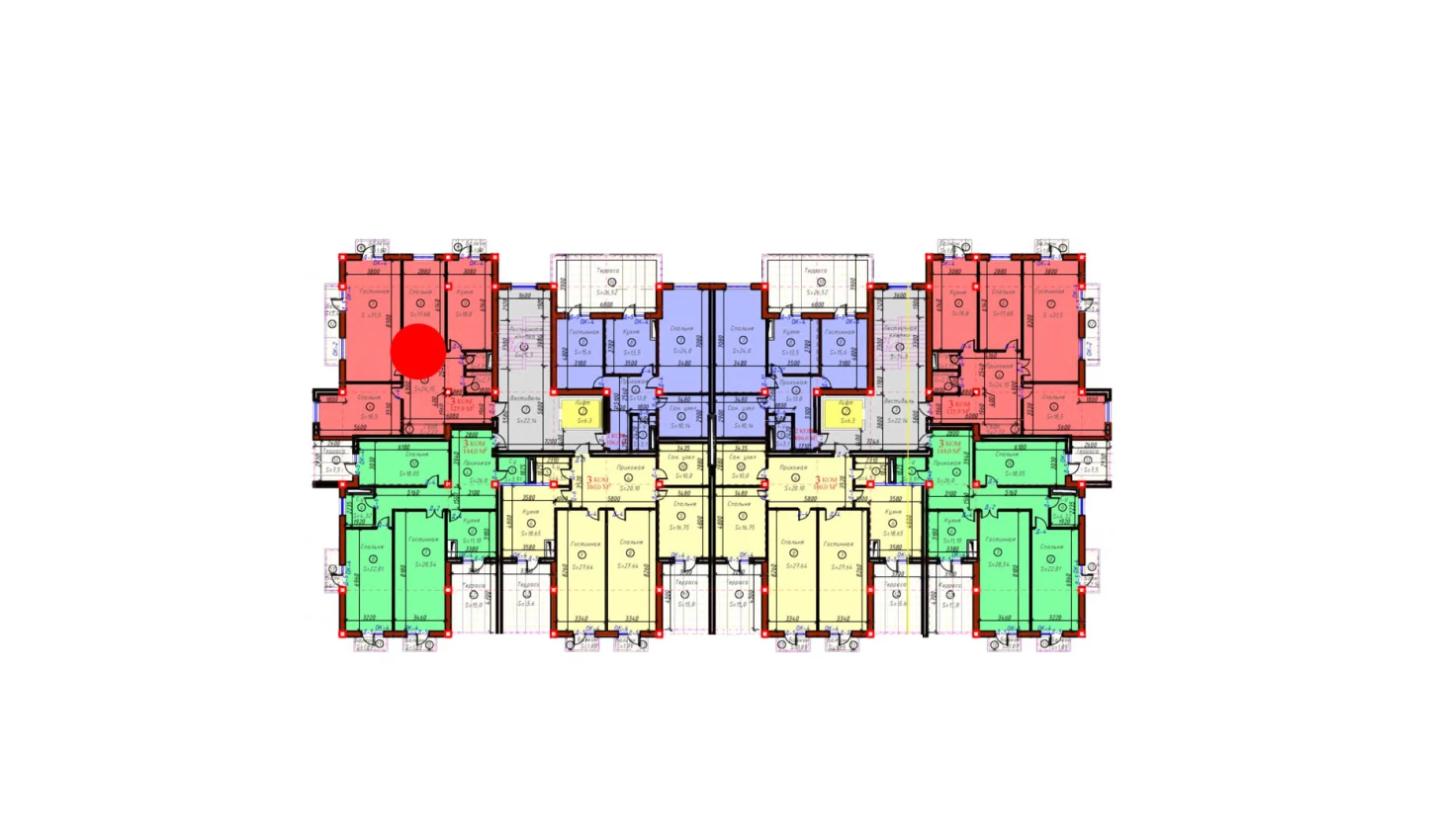 3-xonali xonadon 125.9 m²  9/9 qavat