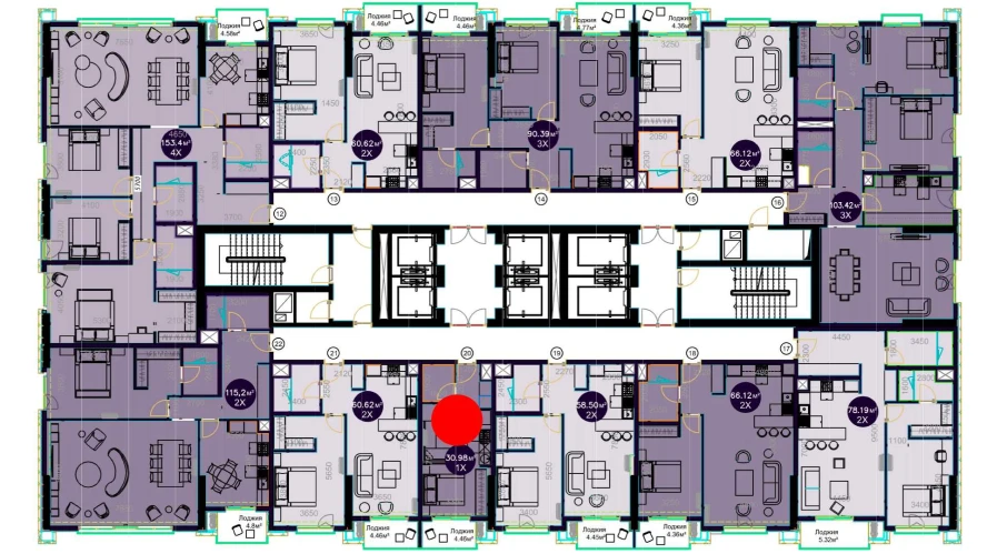 1-комнатная квартира 30.98 м²  5/5 этаж