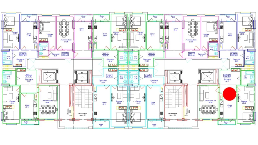 2-комнатная квартира 76.11 м²  11/11 этаж