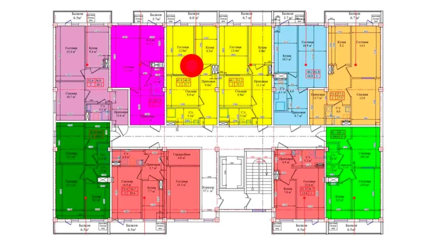 2-комнатная квартира 48.9 м²  3/3 этаж