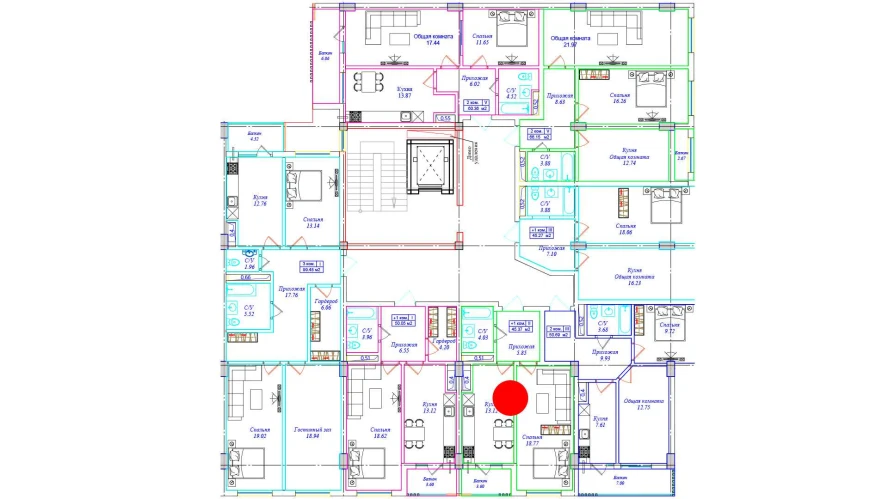 1-комнатная квартира 45.37 м²  8/8 этаж