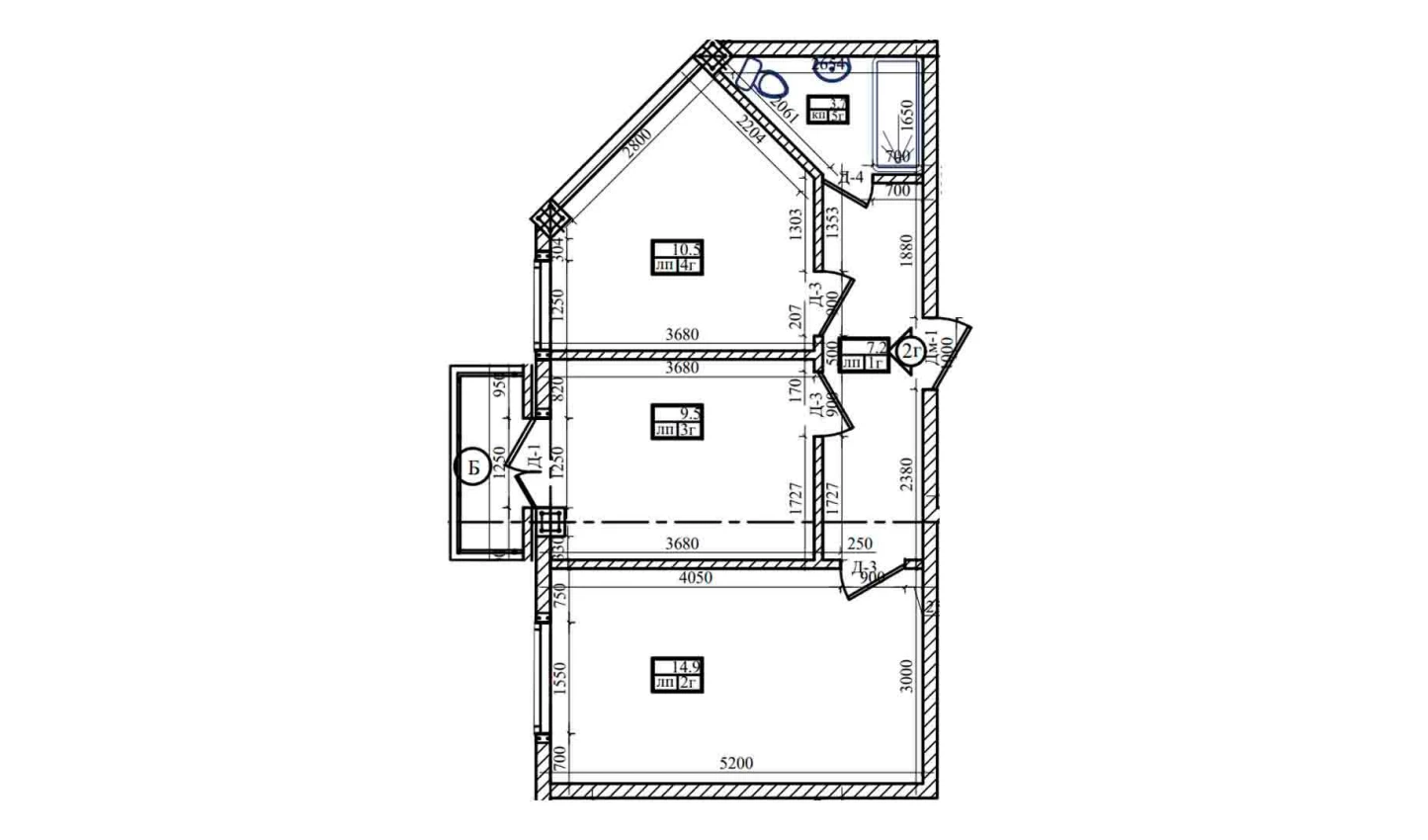 2-xonali xonadon 50.07 m²  6/6 qavat