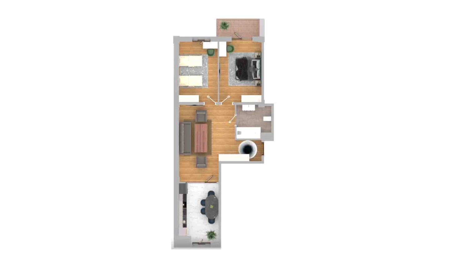 3-комнатная квартира 76.62 м²  2/2 этаж