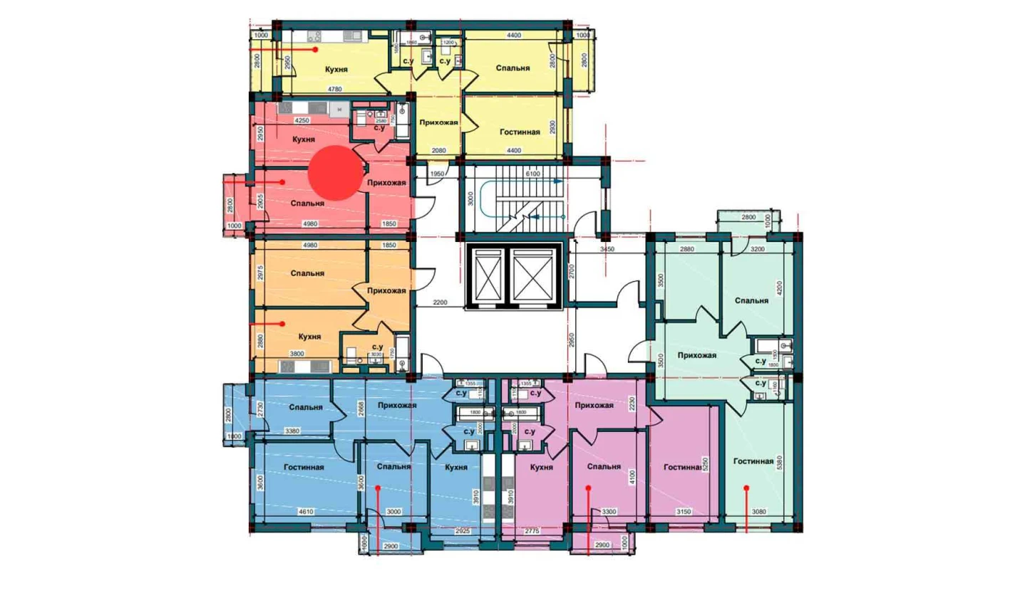 1-комнатная квартира 44.2 м²  6/6 этаж