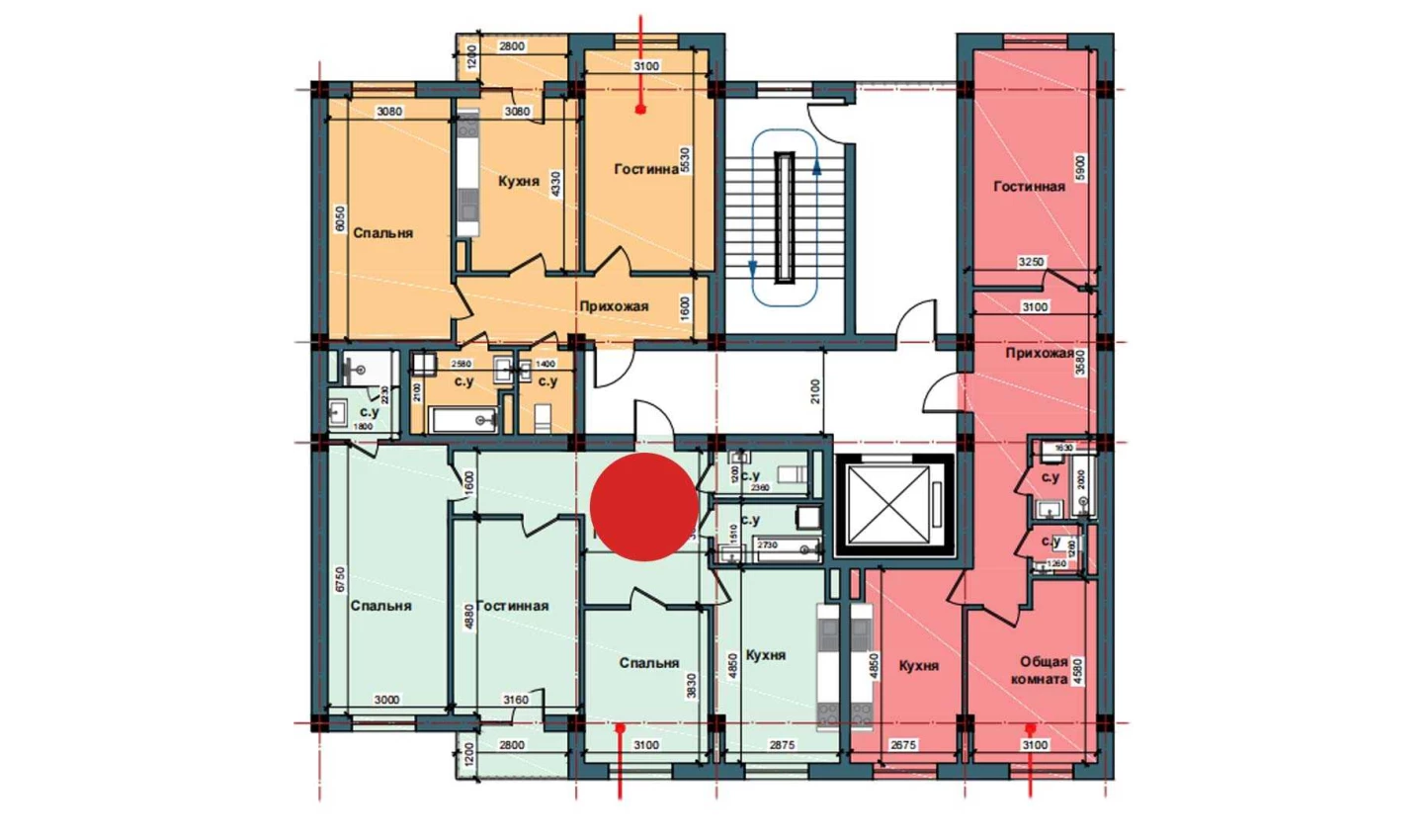 3-комнатная квартира 98.4 м²  3/3 этаж