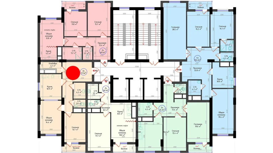 2-комнатная квартира 71.3 м²  18/18 этаж