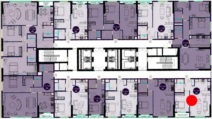 2-комнатная квартира 63.13 м²  2/2 этаж