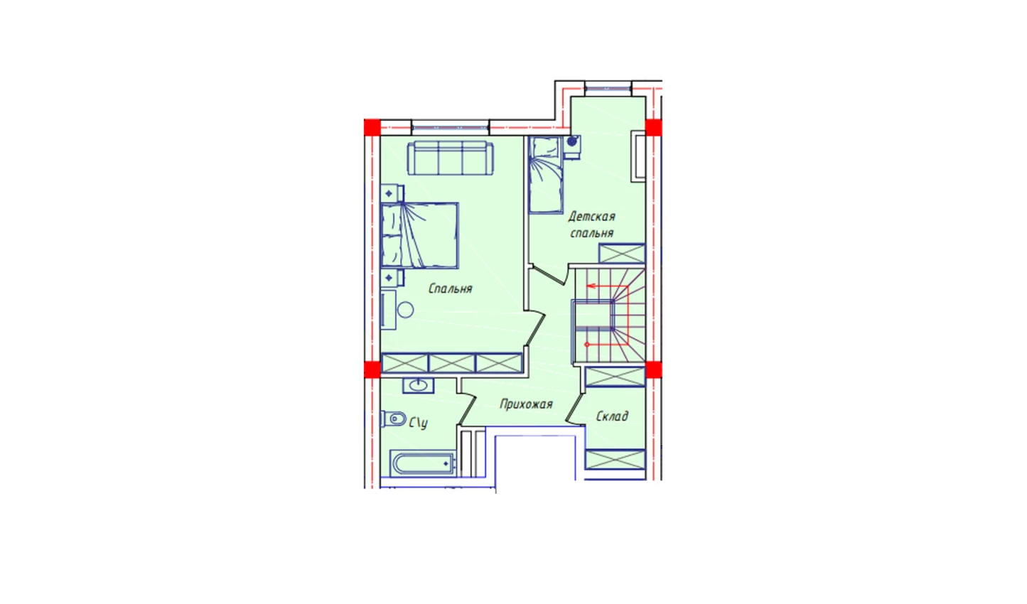 2-комнатная квартира 57.7 м²  8/8 этаж