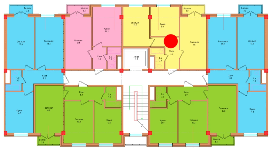 2-xonali xonadon 51.87 m²  7/7 qavat