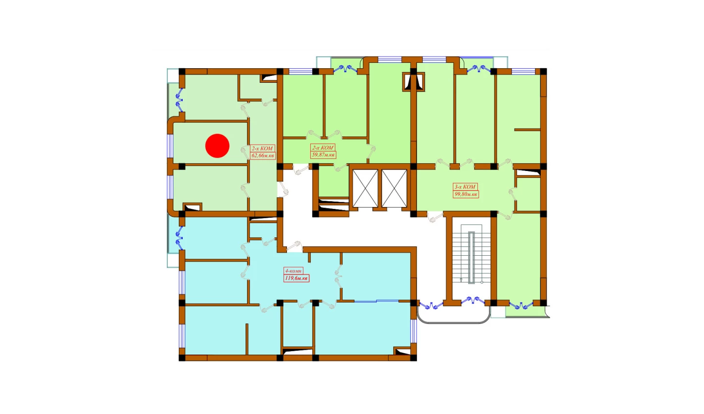 2-комнатная квартира 62.66 м²  11/11 этаж