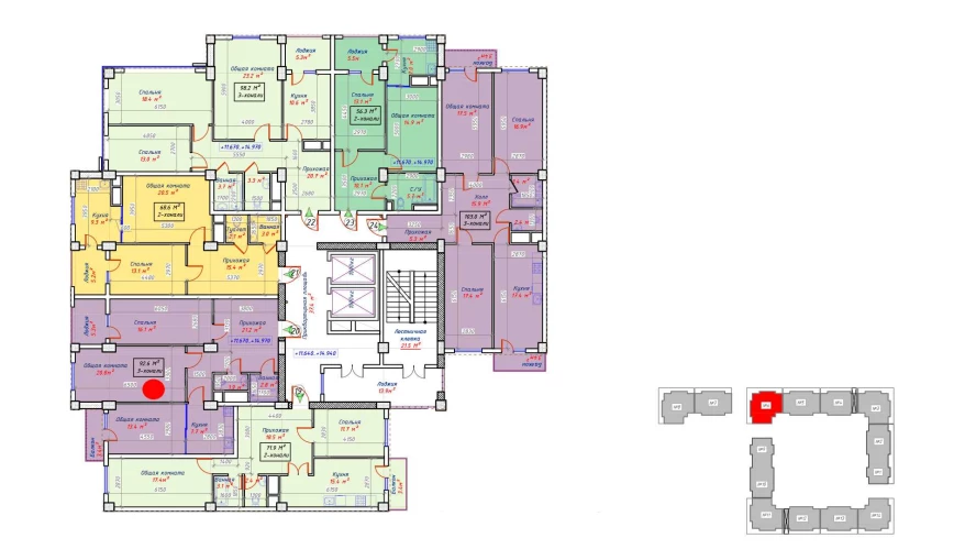 3-комнатная квартира 92.6 м²  10/10 этаж