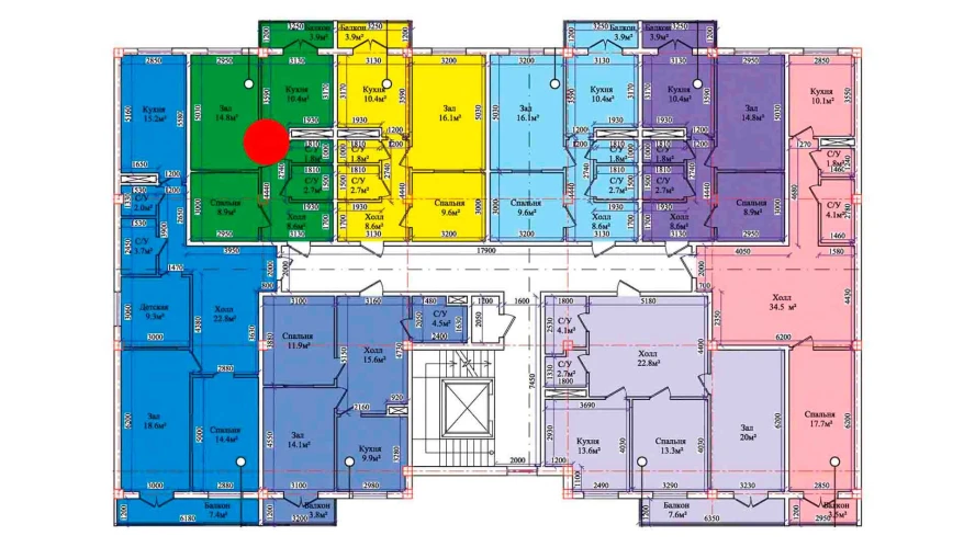 2-комнатная квартира 50.7 м²  9/9 этаж