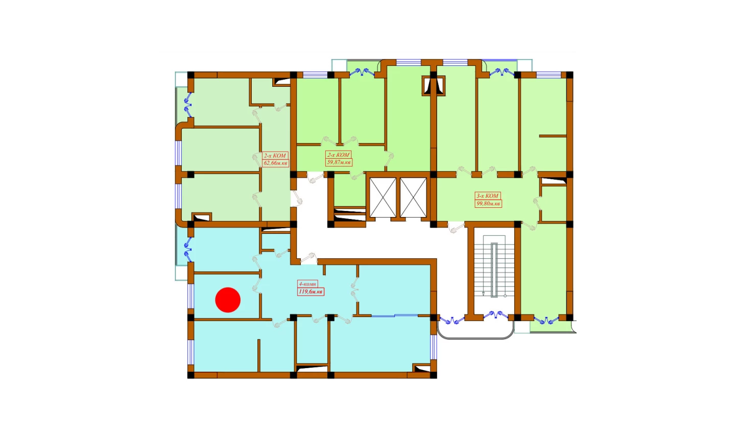 4-комнатная квартира 119.6 м²  4/4 этаж