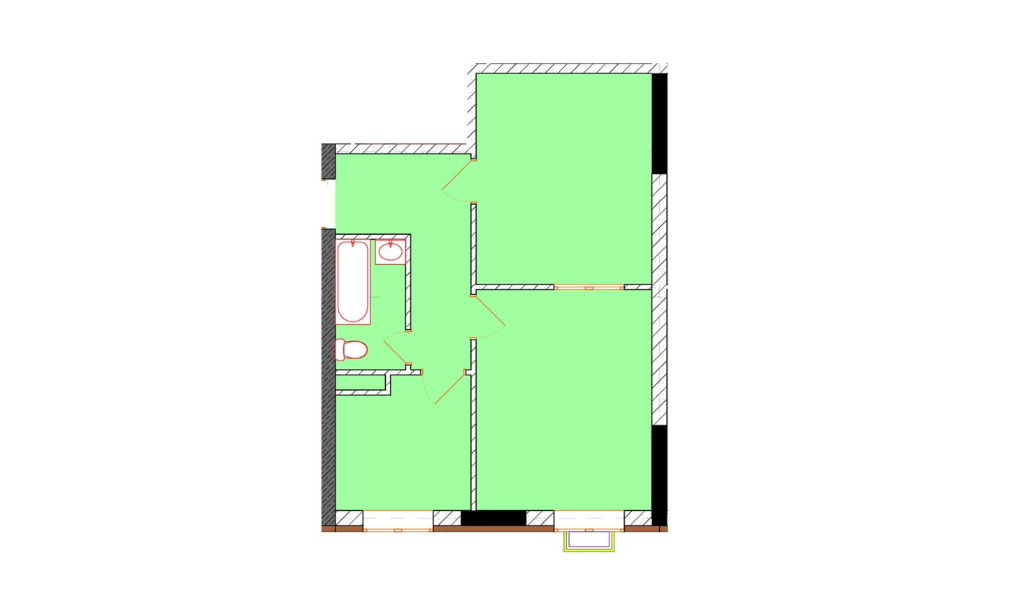 2-комнатная квартира 50.3 м²  5/5 этаж