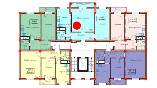 2-xonali xonadon 72 m²  6/10 qavat | Orzular Turar-joy majmuasi