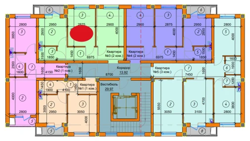 2-комнатная квартира 45.71 м²  7/7 этаж