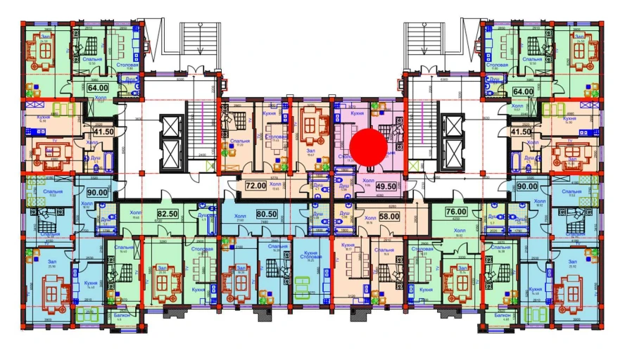 1-комнатная квартира 49.5 м²  1/1 этаж