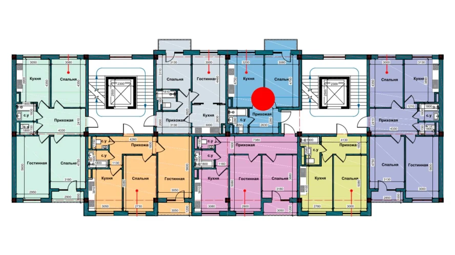 1-xonali xonadon 43.3 m²  4/4 qavat