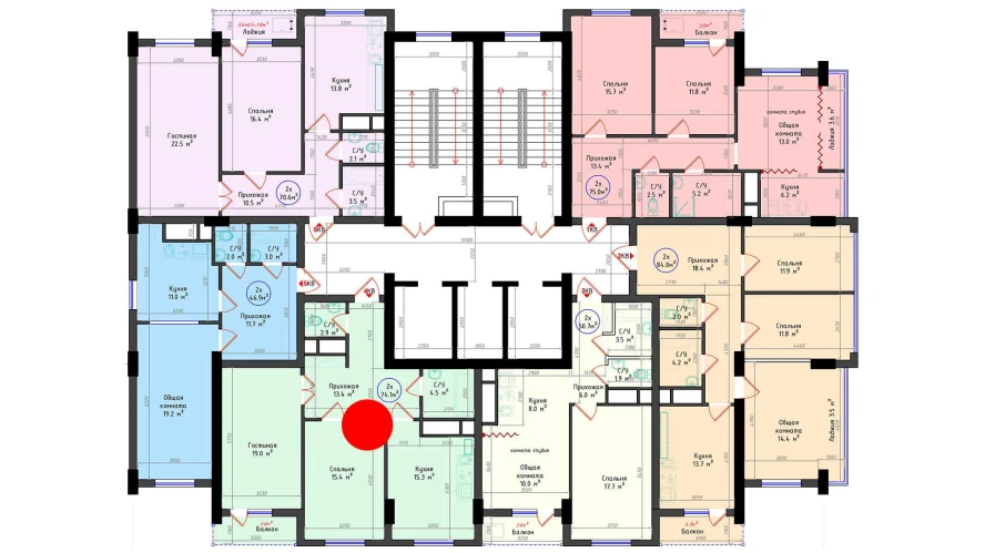 2-комнатная квартира 74.1 м²  12/12 этаж