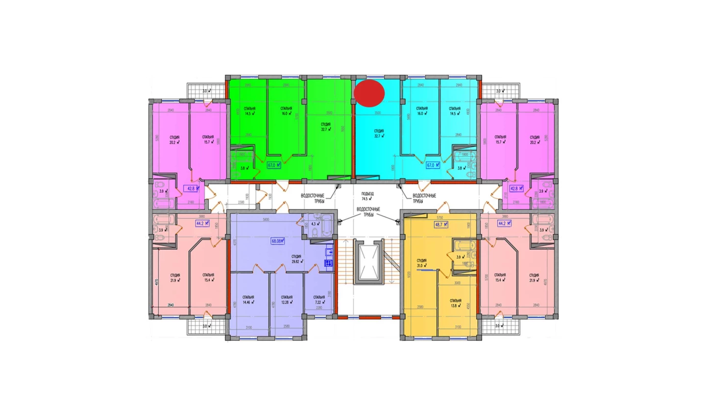 3-комнатная квартира 67 м²  3/3 этаж