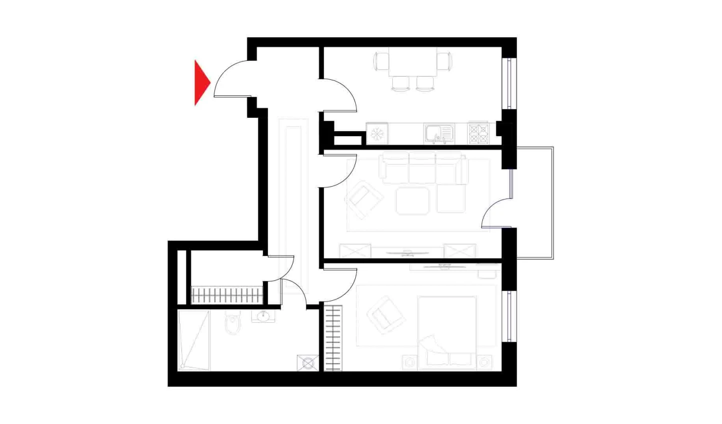 2-xonali xonadon 64.5 m²  4/4 qavat