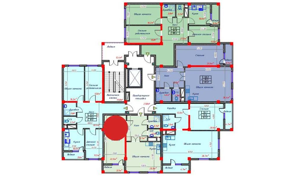 2-комнатная квартира 67.9 м²  9/9 этаж