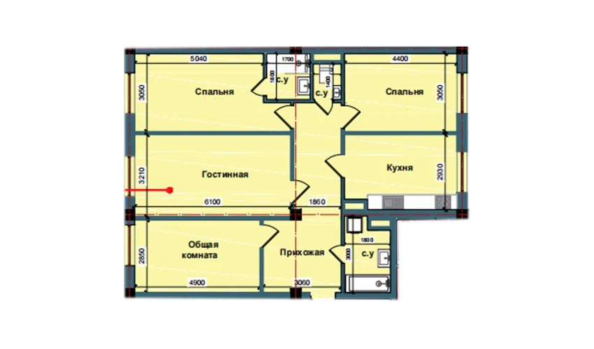 4-xonali xonadon 109.3 m²  2/10 qavat | NUR BARAKA Turar-joy majmuasi