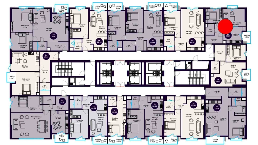 2-комнатная квартира 53.25 м²  14/14 этаж