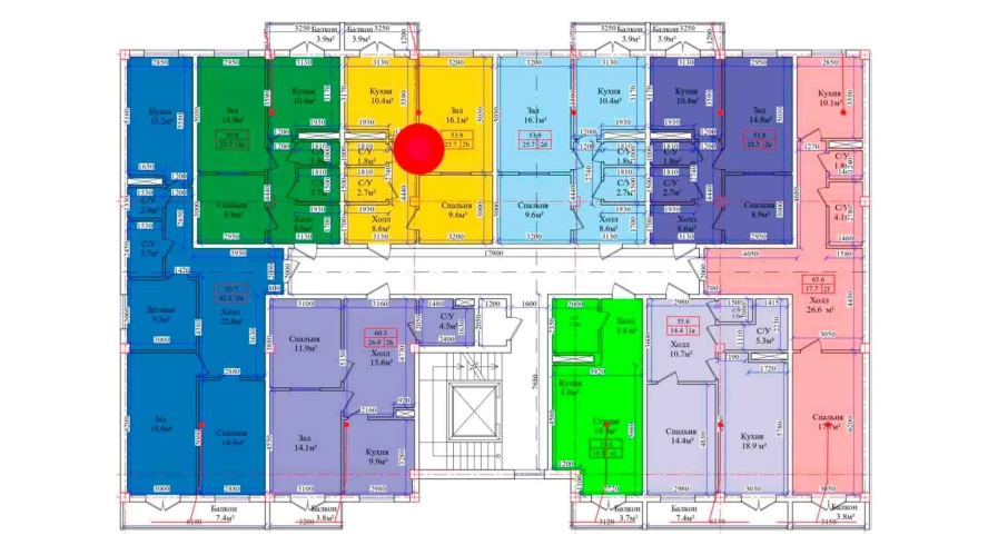 2-комнатная квартира 53.9 м²  8/8 этаж