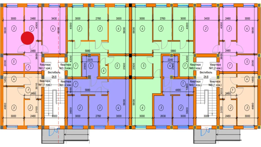 1-комнатная квартира 60.85 м²  1/1 этаж