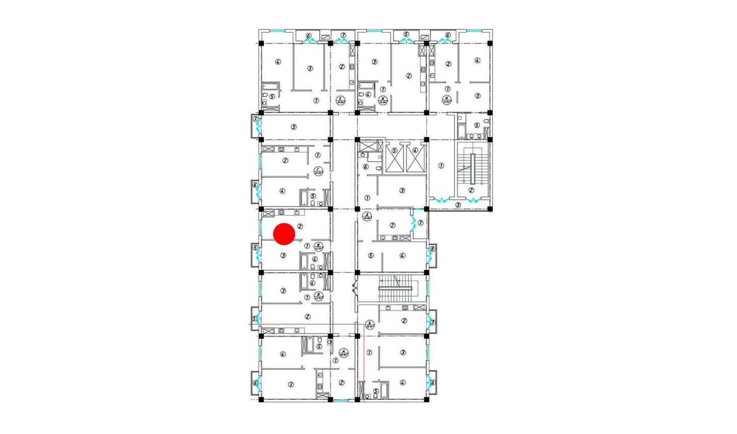 2-комнатная квартира 43.5 м²  8/8 этаж