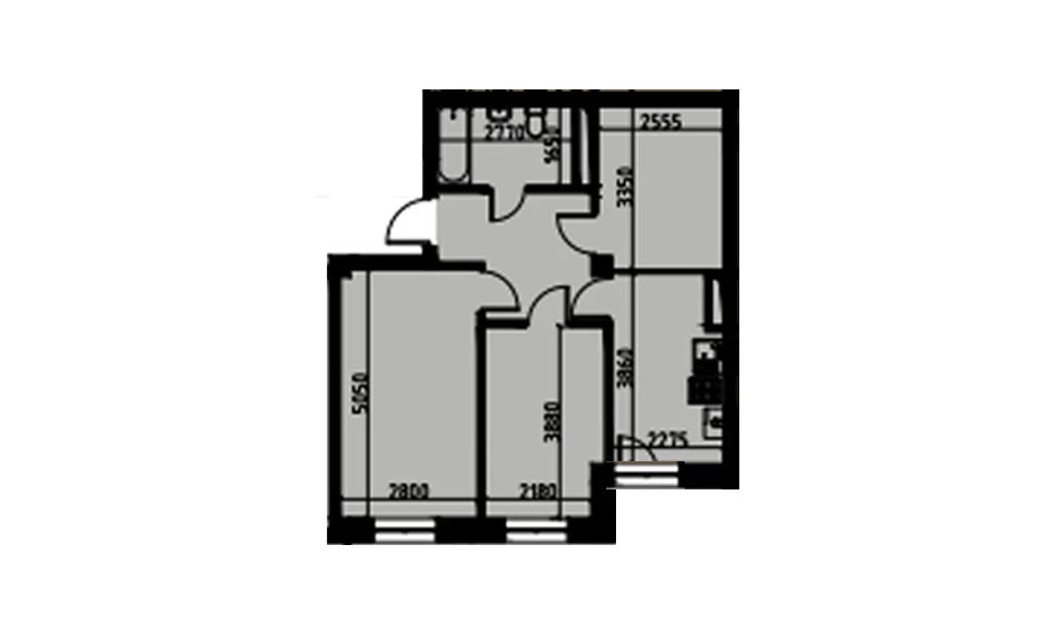 2-xonali xonadon 59.11 m²  2/2 qavat