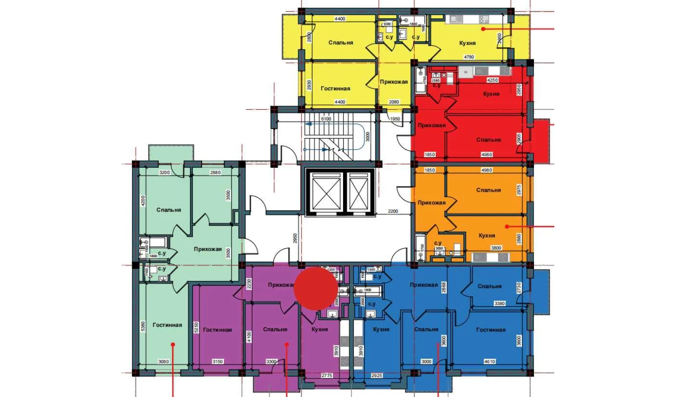 2-xonali xonadon 63.8 m²  5/5 qavat