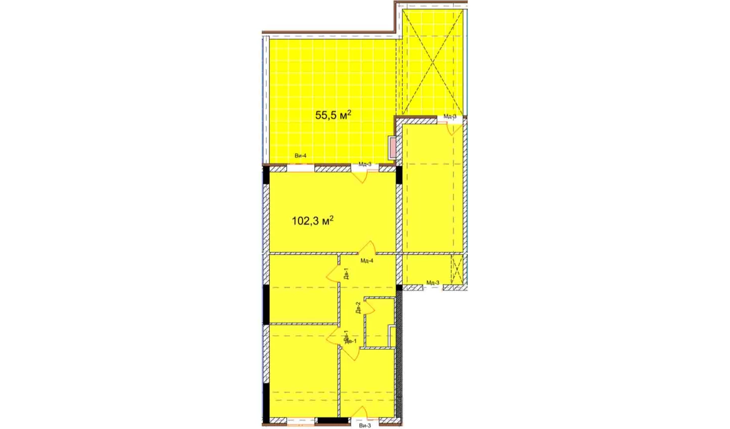 4-xonali xonadon 102.3 m²  13/13 qavat