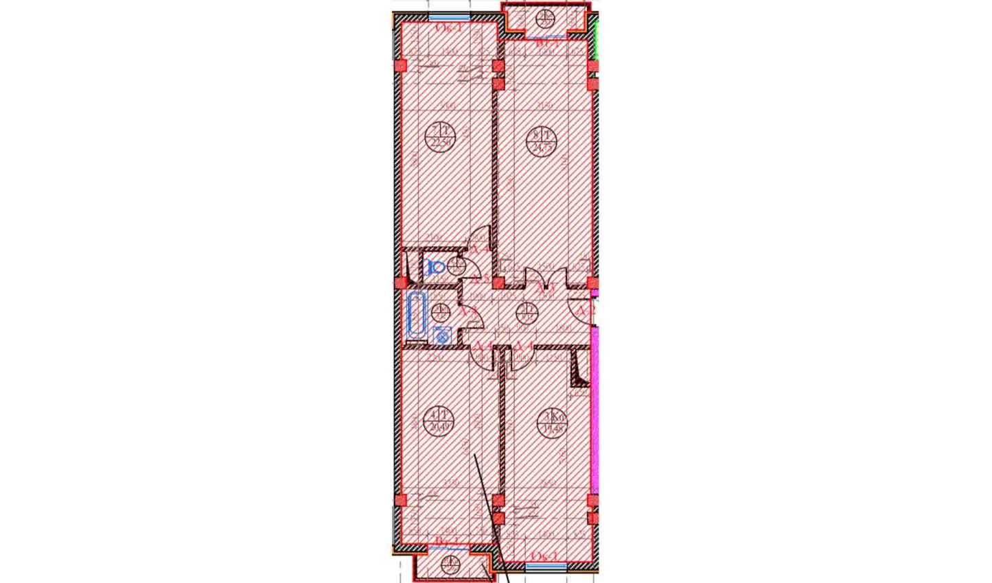 4-комнатная квартира 107.93 м²  5/5 этаж