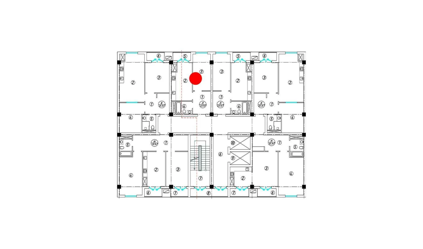 2-xonali xonadon 40.7 m²  14/14 qavat